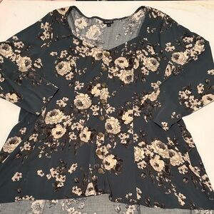 Torrid Dark Floral Button-Up Blouse